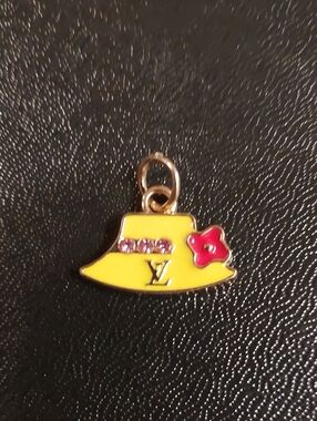 LV Yellow & Pink Crystal Hat Charm Pendant